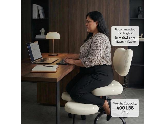 Ergonomic Criss Cross Chair, Oversized Cross Legged Office Chair with Lumbar Support & 6.7' Retractable Footrest, ANSI/BIFMA Certified ADHD...