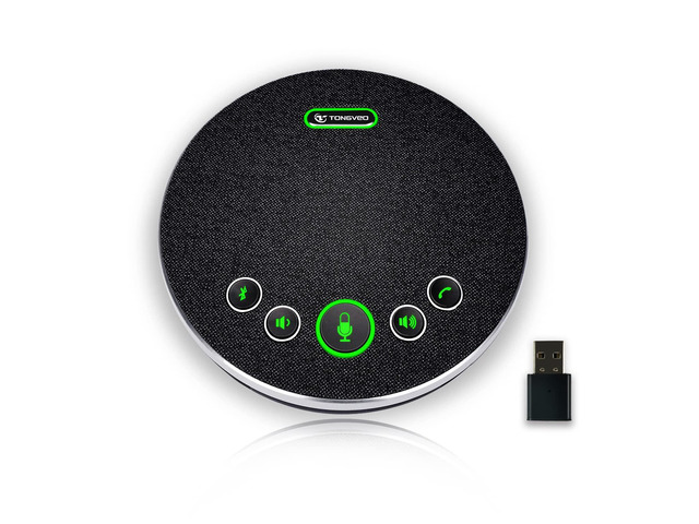 Bluetooth Speakerphone Conference Microphones, Wireless Conference Speaker 360°Voice Pick up with 4 AI Noise Cancellation Mics USB/Dongle/Bluetooth...
