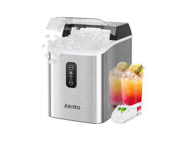 Nugget Ice Maker Countertop, 42lbs/24H Ice Machine with 1.5L Water Tank, Rapid Ice Release in 6 Mins, Self-Cleaning Pebble Ice Maker with Basket...