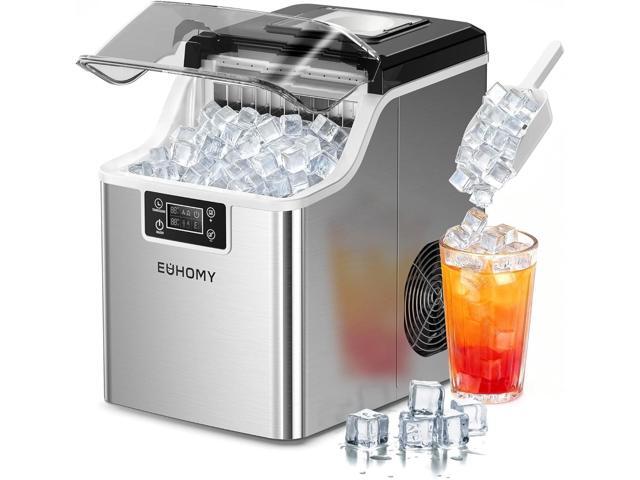 EUHOMY Ice Cube Maker Machine Countertop, 2 Ways to Add Water, 45Lbs/Day 24 Pcs Ready in 13 Mins, Self-Cleaning Portable Compact, with Ice Scoop &.