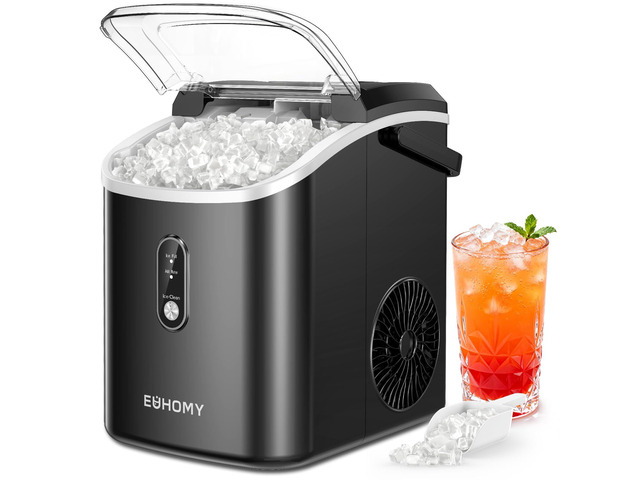 Nugget Ice Maker Countertop with Handle, Ready in 6 Mins, 38lbs/Day, Removable Top Cover, Self-Cleaning, Portable Chewable Ice Maker with Basket,...
