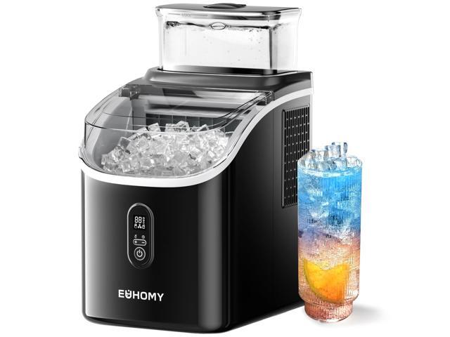 EUHOMY Ice Cube Maker Machine Countertop with External Water Tank, 2 Ways to Add Water, 34Lbs/Day, 16Pcs Ready in 7 Mins, Auto-Cleaning, with Ice.