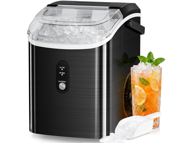 Nugget Countertop Ice Maker with Soft Chewable Ice, 34Lbs/24H, Pebble Portable Ice Machine with Ice Scoop, Self-Cleaning, One-Click Operation, for...