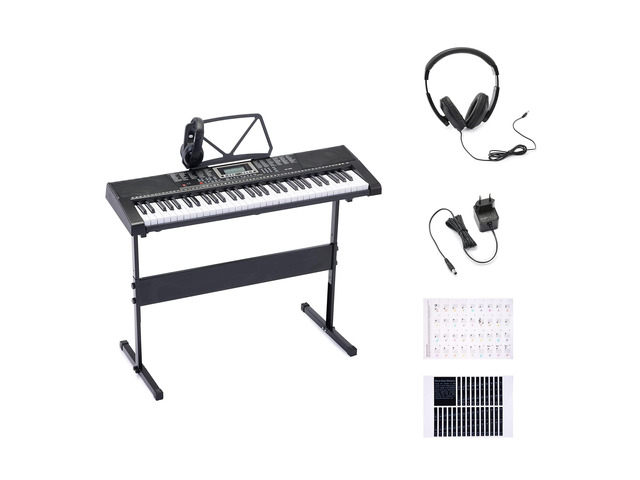 Portable Electric Keyboard Piano with 61 Full Size Keys, Built-in Speakers, Songs for Learning, Digital Piano, Black
