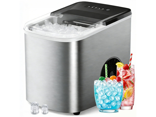 38lbs Per Day Countertop Ice Maker, 9 Ice Cubes in 3.5 Minutes, Self-Cleaning Portable Ice Machine with 2 Bullet Sizes for Kitchen, Camping, RV,...