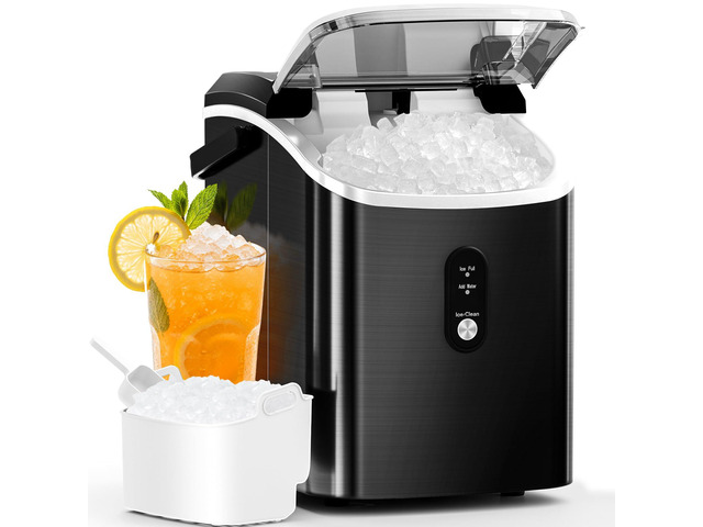 Nugget Ice Maker Countertop with Soft Chewable Ice, Portable Sonic Ice Maker with Basket and Scoop, Removable Top Cover, Auto-Cleaning for...