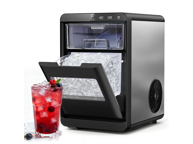 Nugget Ice Maker Countertop, 44Lbs/24H Pebble Ice Maker with Water Tank, Soft Chewable Pellet Ice Machine with Self-Cleaning for Kitchens/Home/Office