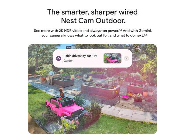 Google - Nest Cam Outdoor (wired, 2nd gen) - 2K Video and Gemini - 1-Pack - Snow - image 10