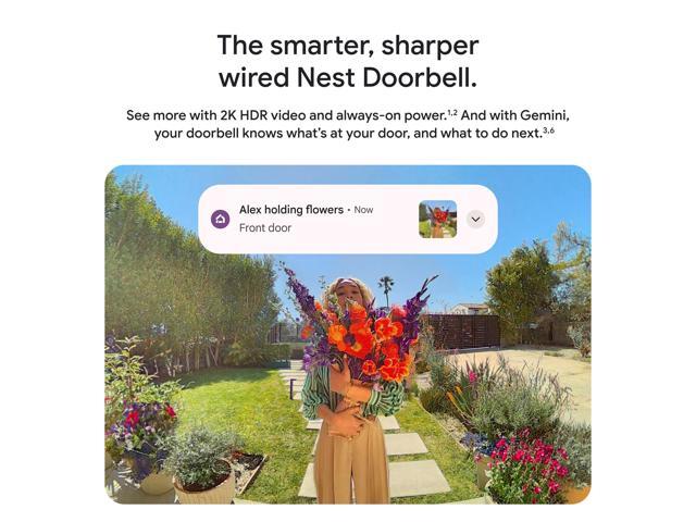 Google - Nest Doorbell (wired, 3rd gen) - Latest Model - 2K Video and Gemini - Snow - image 10