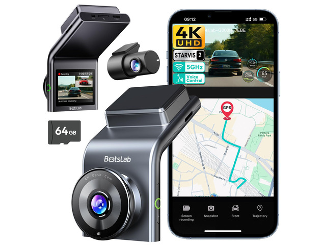 G300 PLUS 4K DUAL Dash Cam Front and Rear [Updated Version], STARVIS 2 Sensor, 64GB Card Included, Voice Control, 5GHz WiFi Dashcam Front and Rear...