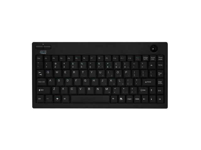 Adesso WKB-3100UB Wireless Mini Trackball Keyboard - Compact 87-Key Layout, Built-In 800 DPI Optical Trackball, 24GHz RF Wireless Technology, USB.