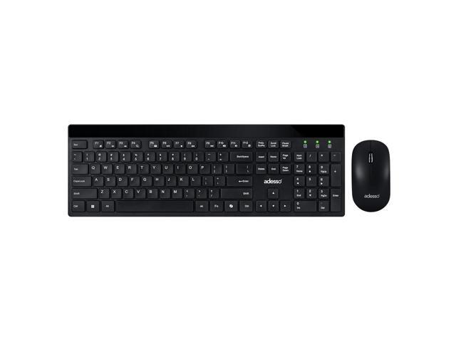 Adesso WKB-1400CB Wireless Keyboard and Mouse Combo with CoPilot AI Hotkey, 2.4GHz Low Profile Quiet Switches, 104 Key Full Size, 12 Multimedia.