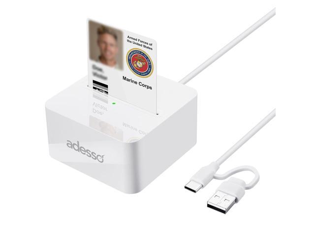 Adesso SCR-500 USB-C Desktop Smart Card Reader with USB-A Adapter