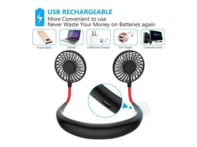 Hands Free Rechargeable 3 inch Dual Neck Fan