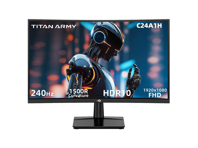 TITAN ARMY 24' inch 240Hz 1080P FHD VA Curved Gaming Monitor,Curvature 1500R FHD PC Monitor 1 ms,Low Blue Light,G-Sync & FreeSync,110% sRGB HDR,...