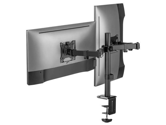 ACGAM Articulated Steel Dual-Monitor Mount Fits 2 Computer Screens 17 - 32 in. with C-Clamp/Grommet Mount,±45° tilt angles, ±90° swivel angles, and...