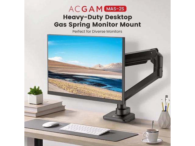 ACGAM Premium Heavy Duty Ergonomic Ultrawide Monitor Arm for 17'-49' Curved & Flat Screens, Gas Spring Desk Mount with C-Clamp & Grommet Base,...