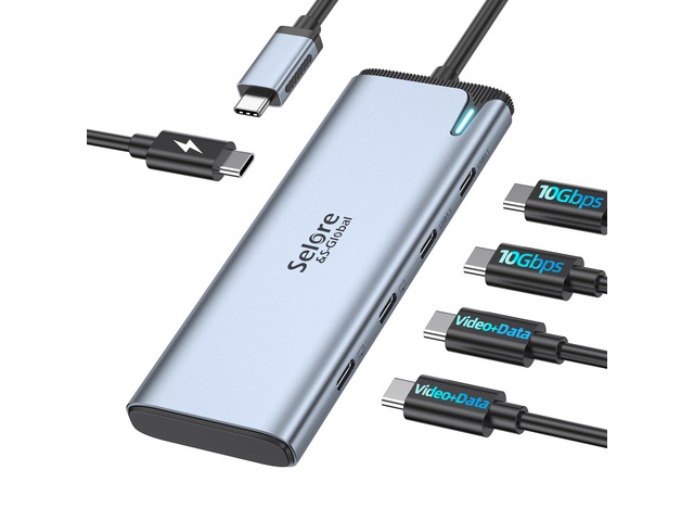 USB-C Splitter with 4K@60Hz Video USB-C Hub Dual Monitor with DP Alt Mode USB C Hub Multiport Adapter,10Gbps Data Transfer,100W PD,Docking Station...