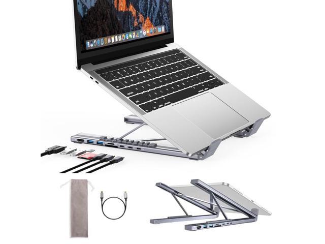 Laptop iPad USB C Docking Station Stand,Aluminum Tablet Holder, 8 in 1 USB C Hub with 4K HDMI, PD 100W, 2 USB 3.0, SD/TF Reader, for...
