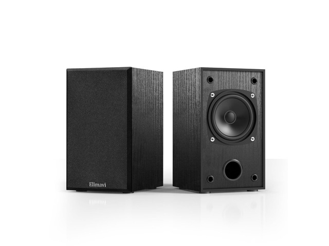 Passive Bookshelf Speakers for Home Theater Surround Sound, Satellite Stereo Speakers with Classic Wood Grain for Record Player/Computer/TV, Wall...