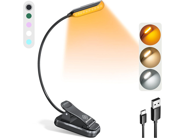 Willow Book Light for Reading in Bed, 10 LED Bright Reading Light 3 Colors & 3 Brightness, Rechargeable, 80Hrs, Lightweight, Clip on, Christmas...