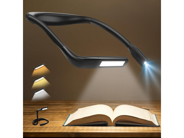 Neck Light, Rechargeable Reading Light, 3 Color Stepless Dimming Eye-friendly Book Light, Hands-Free Neck Lamp for Reading, Knitting, Crochet,...