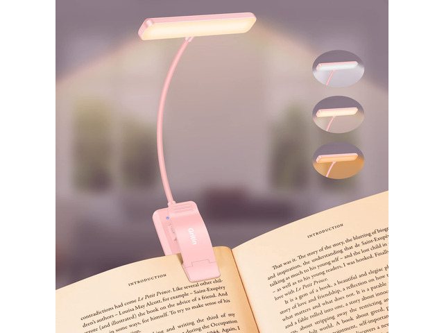 19 LED Rechargeable Book Light for Reading in Bed Eye Caring 3 Color Temps,Stepless Dimming Brightness,Memory Function,90 Hrs Runtime Lightweight...