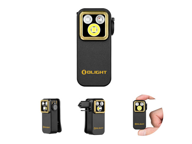 Oclip Pro S Pocket EDC Clip-on Flashlight, Black RGB, UV, 600 Lumens, USB-C Charging, Flash Modes, Magnetic Clip, Inspection, Signaling, Work,...