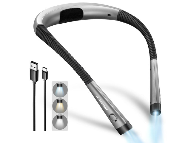 Reading Light,Bendable Neck Light,80-hr Rechargeable Book Light 3-Color & 6-Brightness, USB-C,Hands free LED Neck Reading Light,Women, Knitting,...
