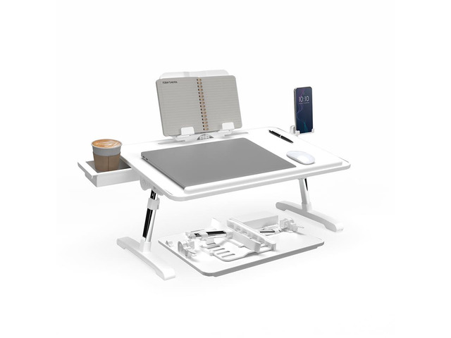 TotalDesk Portable Workstation and Lap Desk with Adjustable Height & Tilt (White)