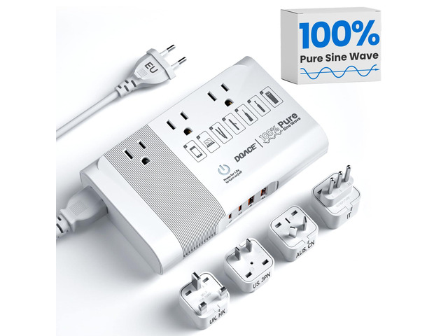 [Game-Changer] 500W Max 220V to 110V Converter, 50Hz to 60Hz Voltage Converter for European Travel, 100% Pure Sine Wave Power Converter US to...