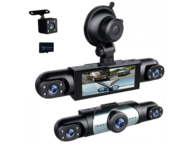 360° Full View Dash Cam Front and Rear Inside, 4 Channel Dashcam 1080P Full HD Dash Camera for Cars with Infrared Lamps Night Vision G-Sensor,...