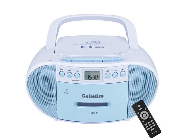 Boombox CD and Cassette Player Combo, Boom Box Portable CD Players for Home with Bluetooth, AM FM Radio, Support Remote Control/AUX/USB/Earphone,...
