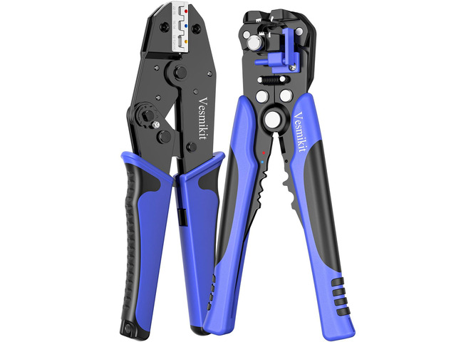 Wire Stripper and Crimping Tool,AWG 24-10 Automatic Stripper Tool with AWG 22-10 Ratchet Wire Crimper For Heat Shrink Connectors and Insulated...