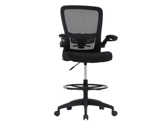 Drafting Chair Tall Office Chair Adjustable Height with Lumbar Support Flip Up Arms Footrest Mid Back Task Mesh Desk Chair Computer Chair Drafting...