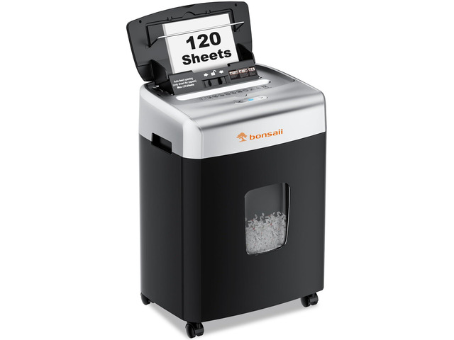 120-Sheet Autofeed Micro-Cut 30-Min Run Heavy Duty Paper Shredder P-4 Security Level, Jam-Proof, 62dB Ultra-quiet, Shreds Staples/Credit Cards, 6...