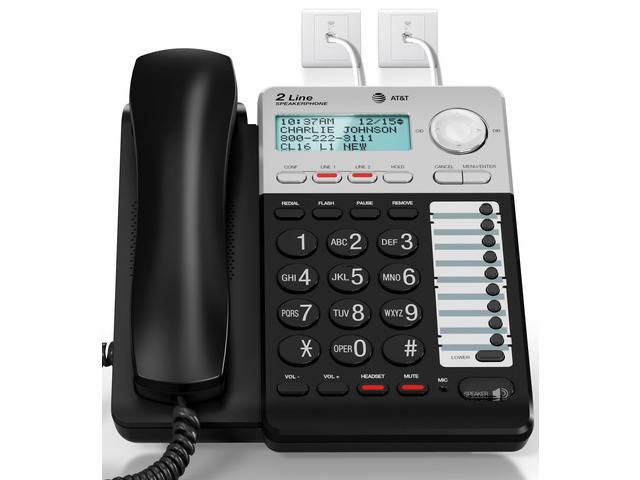 ML17929 2-Line Corded Speakerphone with Caller ID/Call Waiting, Black - Built-in Speakerphone, 3-Way Conferencing, Headset Compatible