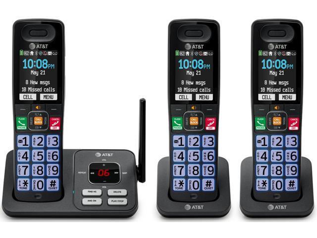 DECT 6.0 Cordless Phone, 3-Handset Smart Call Blocker, Bluetooth Connect to Cell, Answering Machine, 2.4' Color Display BL108-3