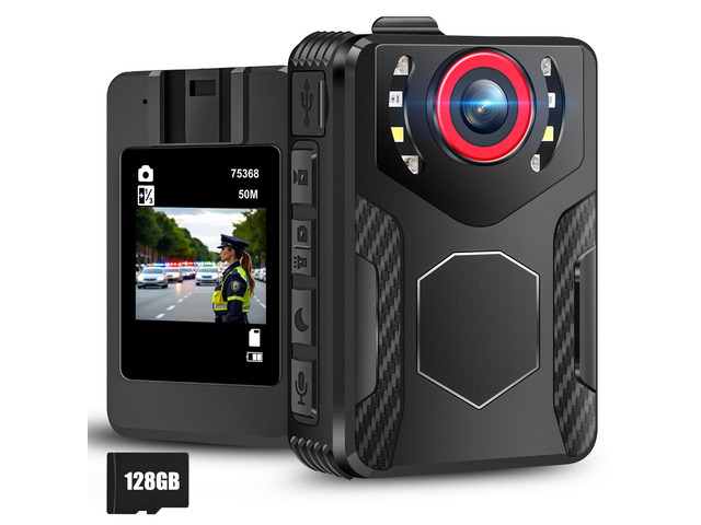 Body Camera with Audio and Video Recording: 1080P FHD Body Cam with Night Vision, 10HR Battery, 2.0' Screen, 128GB Wearable Camera, Bodycam for...