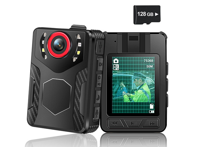 Body Camera with Audio and Video Recording: 1080P FHD Body Cam with Night Vision Video Recorder, 10HR Battery, 2.0 Screen, 128GB Wearable Bodycam...