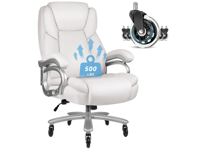 Big and Tall Office-Chair 500lbs - Adjustable Lumbar Support, Office Chair for Heavy People, Heavy Duty High Back Executive with Wide Seat and...