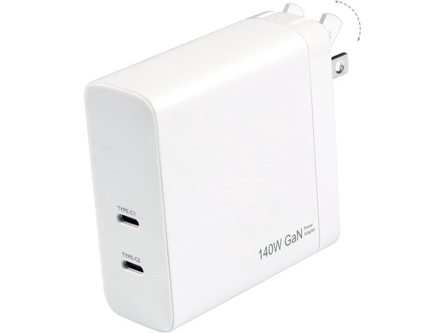 140W USB C Charger, DERLULU GaN Fast Charger, 2-Port USB-C Compact Foldable Charger for Laptops, MacBook Air/Pro, iPad, iPhone 17/16/15 Pro, Galaxy...