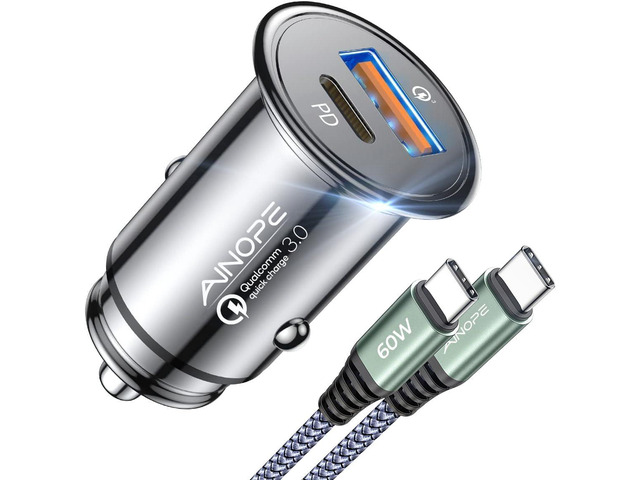 AINOPE 67.5W Car Charger USB C Fast Charge,Fast USBC Car Charger for iPhone Mini & MetalUSB-C Car Charger Fast Charging for iPhone 17 16 15 Pro...