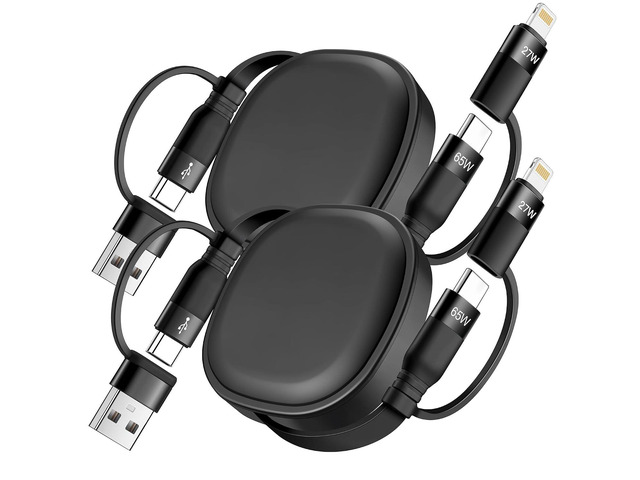 5 in 1 Multi Charging Cable, 2Pack Retractable Lightning Charger Cable 65W USB C to USB C Fast Charging,Multiple USBC Cord Multi Car Charger for...