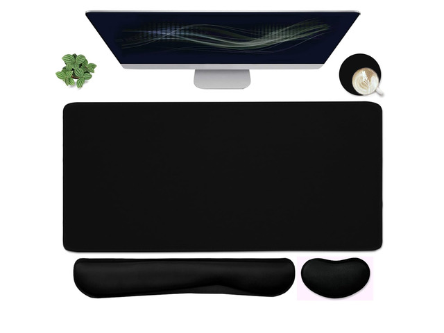 Large Mouse Pad and Keyboard Wrist Rest, Desk Pad for Keyboard and Mouse, 4-in-1 Large Gaming Mouse Pad with Wrist Support, Desk Mat for Home...