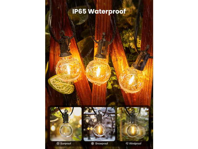 Outdoor String Lights, 50FT 52 LED Bulbs Connectable Patio Lights (2 Spare) G40 Outside Vintage Hanging Light for Backyard Bistro Balcony Porch...