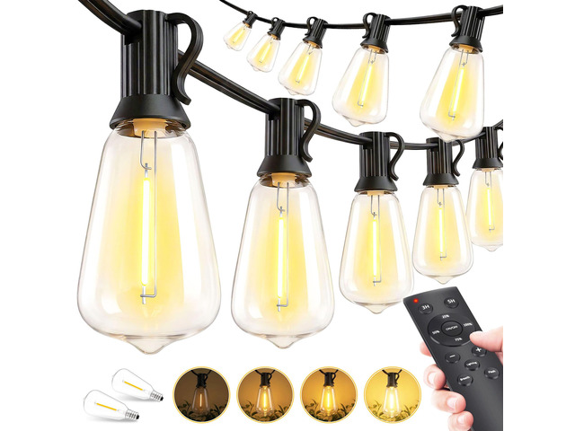 Outdoor Lights String Patio Outside - 100ft 30M LED Waterproof Light ST38 Dimmable, Shatterproof, Hanging Lighting Edison Bulb Deck Backyard Gazebo...