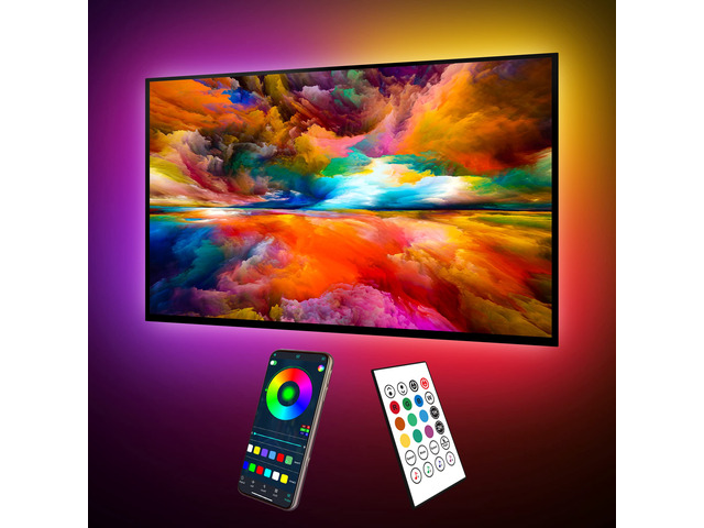 24.6 Ft ICRGB TV LED Backlight for 85-100 Inch Tvs APP Control, Remote Control, Music Sync, USB Powered Bias Lighting for Gaming, Bedrooms and Home...