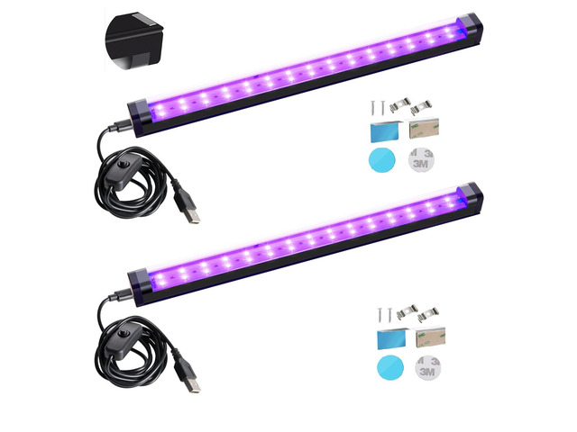 UV Black Light Bar 1ft LED Blacklight Strip Lights for Fluorescent Tapestry Magnetic, 10W, USB-C Cord, Small, for Body Paint Glow Party Poster...