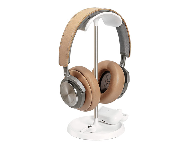 Headphone Stand, Curved Headset Stand with Storage Tray, Heavy Base Gaming Headset Holder for AirPods Max, AirPods, AirPods Pro, Beats, Bose,...